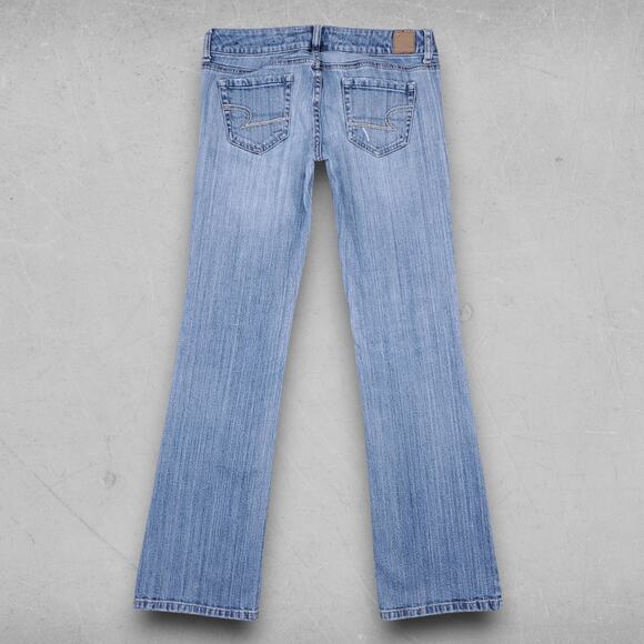 American Eagle Jeans Women 2 Blue Favorite Boyfriend Bootcut Distressed Grunge - Picture 2 of 12